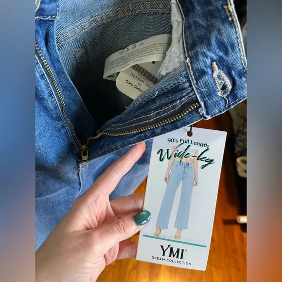 NEW With Tags YMI Dream Authentic Denim 90’s Wide Leg High Waisted Jeans 1 of 2 - Picture 10 of 15